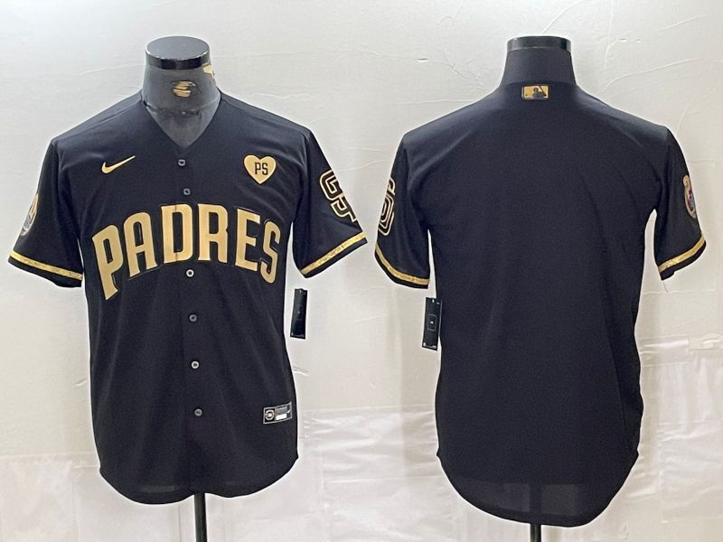 Men San Diego Padres Blank Black gold #5 th generation Nike 2024 MLB Jersey style 1->san diego padres->MLB Jersey